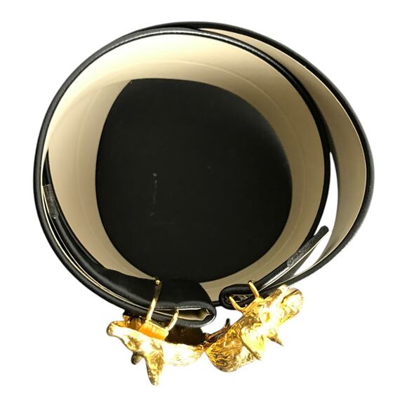 Vintage Judith Leiber 80s 90\'s Y2K Belt Black Leather Gold Fox Old Money Classic main image 6